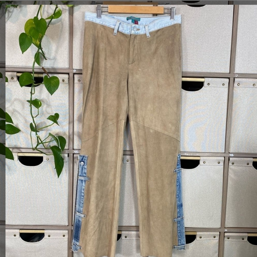 Patty shelabarger suede & denim pants VINTAGE